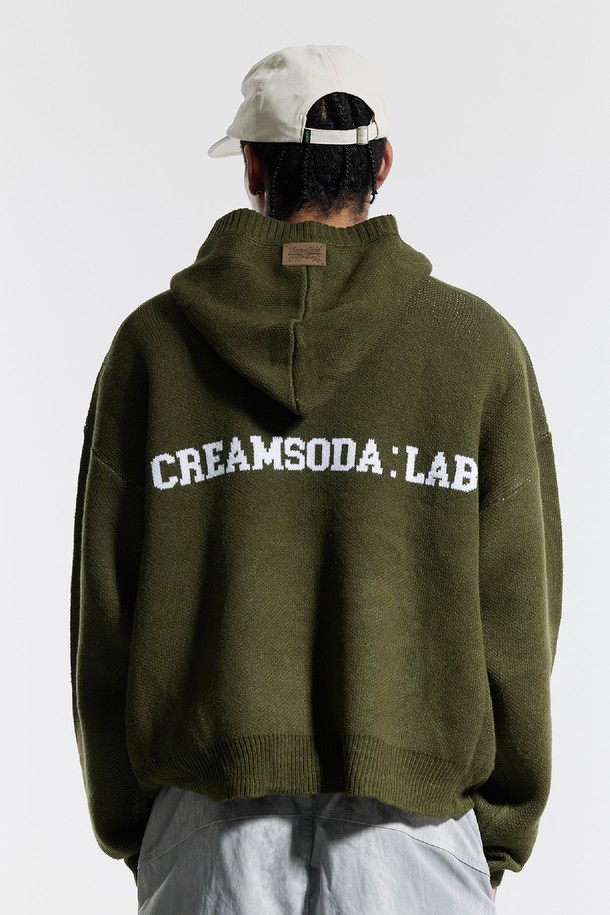 CREAM SODA LAB - 스웨터 - 씨알에스디엘 씨엘 워싱 그래픽 자카드 후드 니트