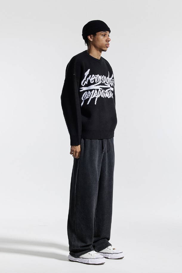 CREAM SODA LAB - 스웨터 - 씨알에스디엘 빅 그래픽 자카드 니트 맨투맨