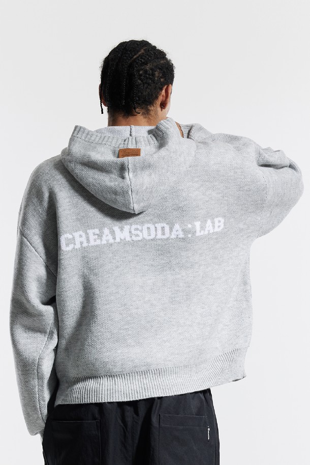 CREAM SODA LAB - 스웨터 - 씨알에스디엘 씨엘 워싱 그래픽 자카드 후드 니트