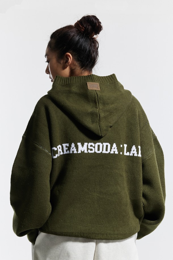 CREAM SODA LAB - 스웨터 - 씨알에스디엘 씨엘 워싱 그래픽 자카드 후드 니트