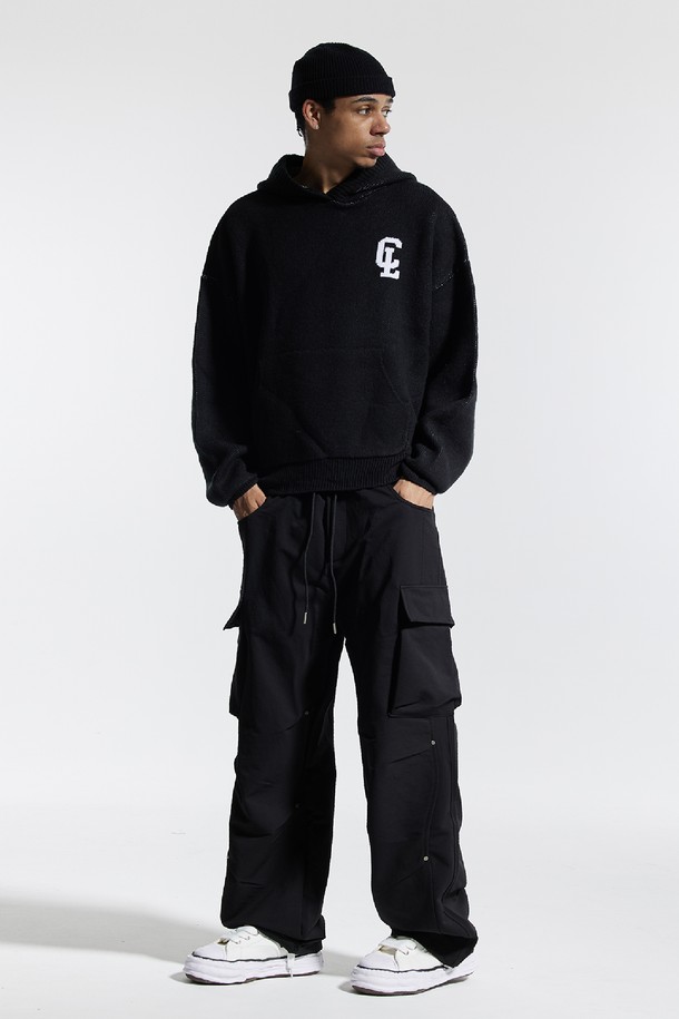 CREAM SODA LAB - 스웨터 - 씨알에스디엘 씨엘 워싱 그래픽 자카드 후드 니트