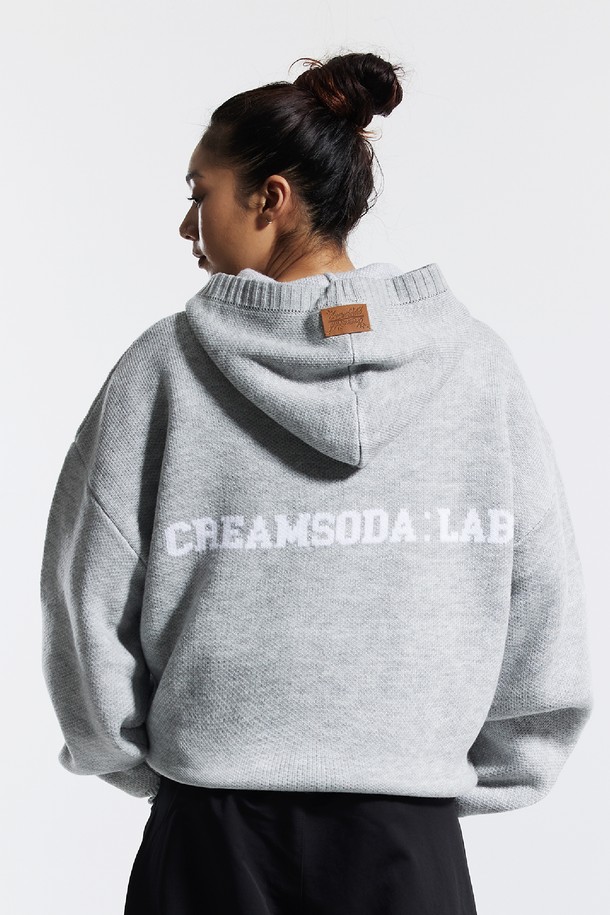CREAM SODA LAB - 스웨터 - 씨알에스디엘 씨엘 워싱 그래픽 자카드 후드 니트