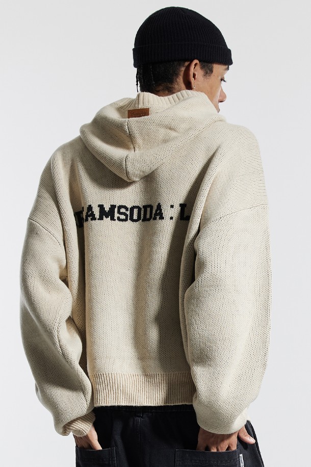 CREAM SODA LAB - 스웨터 - 씨알에스디엘 씨엘 워싱 그래픽 자카드 후드 니트