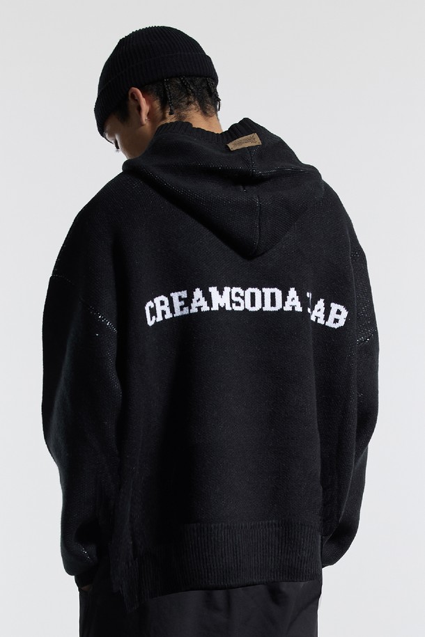 CREAM SODA LAB - 스웨터 - 씨알에스디엘 씨엘 워싱 그래픽 자카드 후드 니트