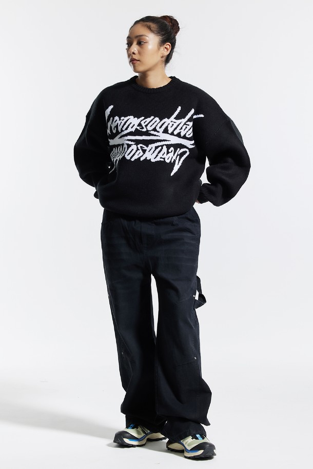 CREAM SODA LAB - 스웨터 - 씨알에스디엘 빅 그래픽 자카드 니트 맨투맨