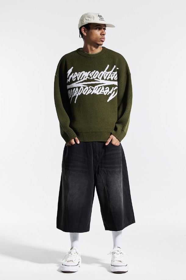 CREAM SODA LAB - 스웨터 - 씨알에스디엘 빅 그래픽 자카드 니트 맨투맨