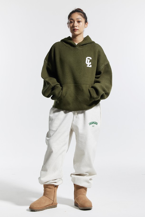 CREAM SODA LAB - 스웨터 - 씨알에스디엘 씨엘 워싱 그래픽 자카드 후드 니트