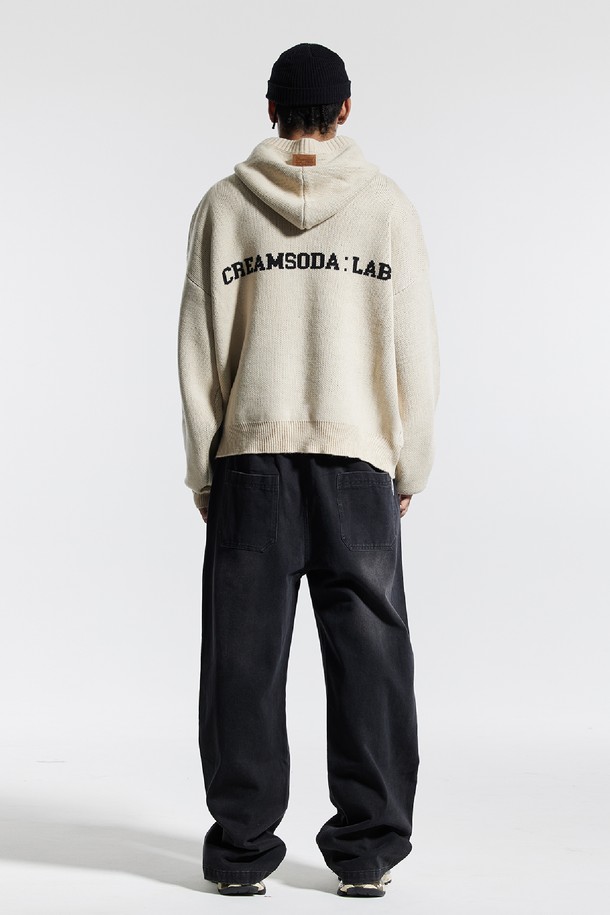 CREAM SODA LAB - 스웨터 - 씨알에스디엘 씨엘 워싱 그래픽 자카드 후드 니트