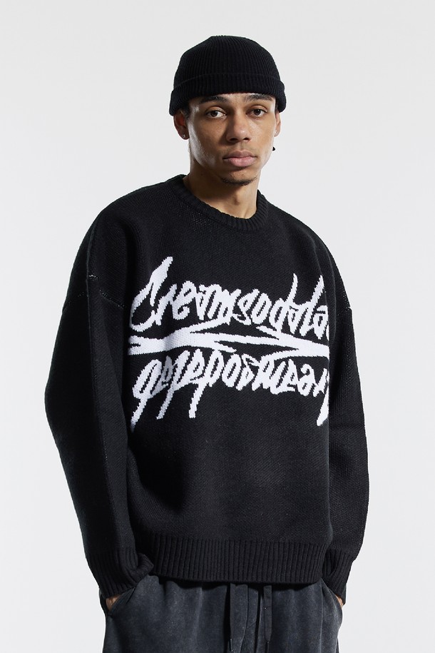 CREAM SODA LAB - 스웨터 - 씨알에스디엘 빅 그래픽 자카드 니트 맨투맨