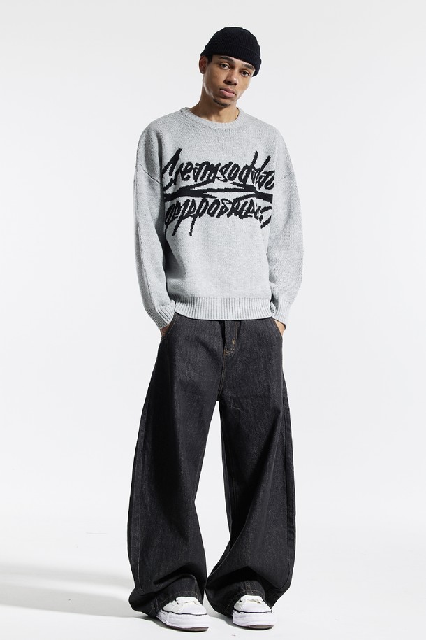 CREAM SODA LAB - 스웨터 - 씨알에스디엘 빅 그래픽 자카드 니트 맨투맨