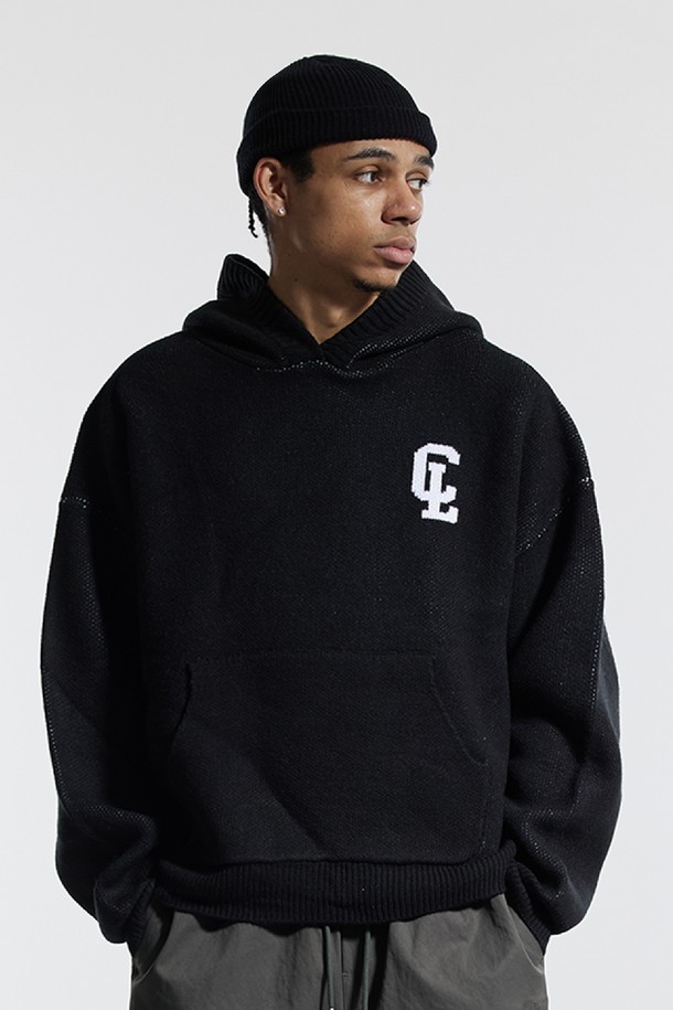 CREAM SODA LAB - 스웨터 - 씨알에스디엘 씨엘 워싱 그래픽 자카드 후드 니트