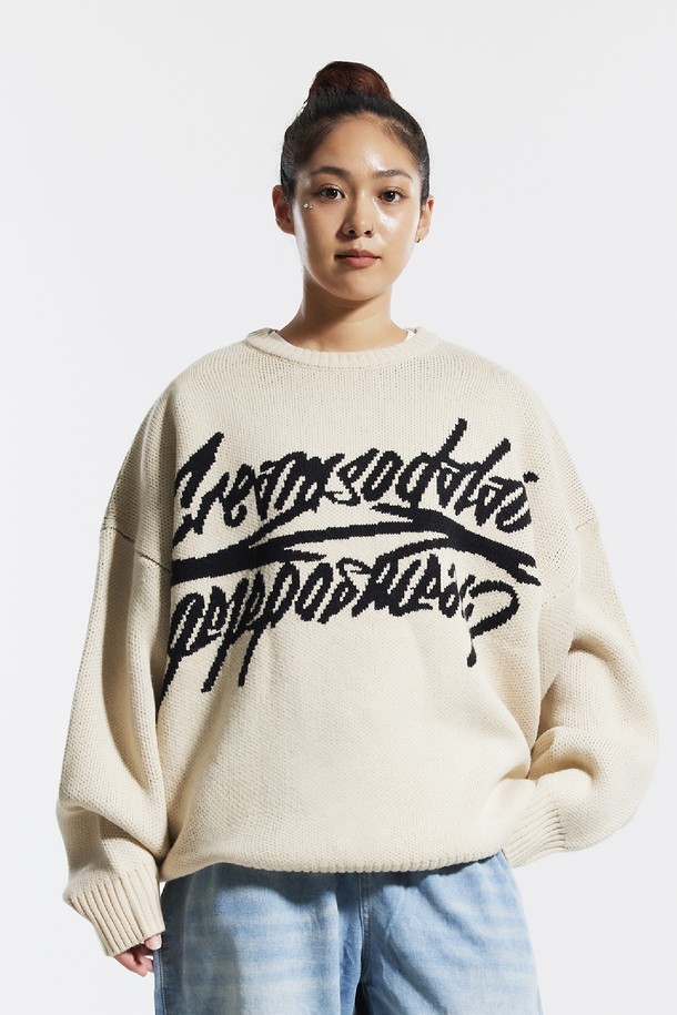 CREAM SODA LAB - 스웨터 - 씨알에스디엘 빅 그래픽 자카드 니트 맨투맨