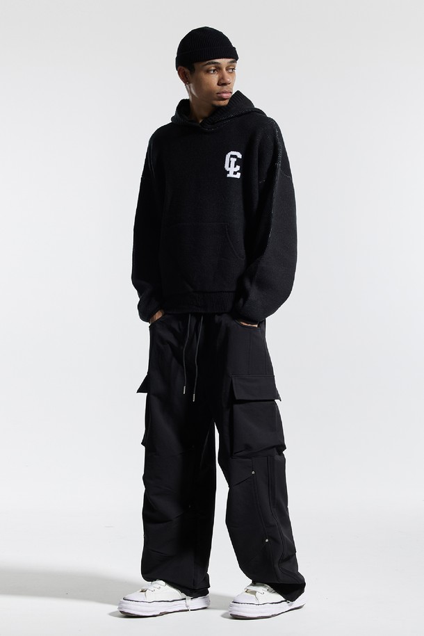 CREAM SODA LAB - 스웨터 - 씨알에스디엘 씨엘 워싱 그래픽 자카드 후드 니트