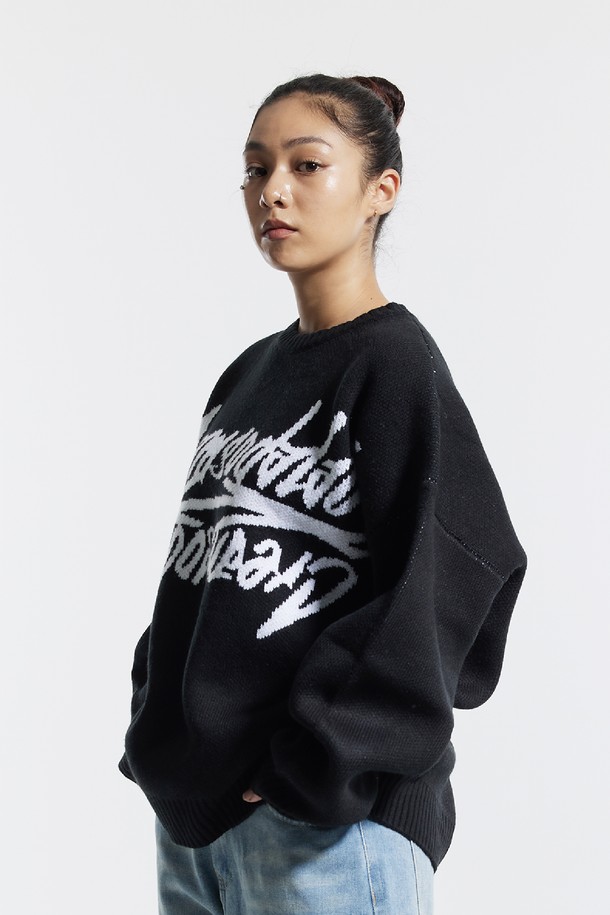 CREAM SODA LAB - 스웨터 - 씨알에스디엘 빅 그래픽 자카드 니트 맨투맨