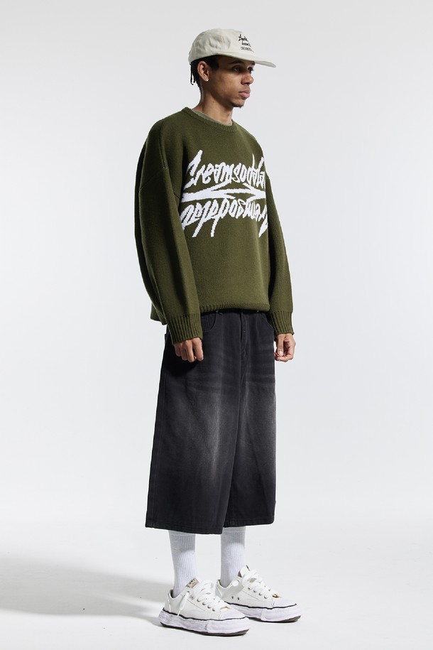 CREAM SODA LAB - 스웨터 - 씨알에스디엘 빅 그래픽 자카드 니트 맨투맨