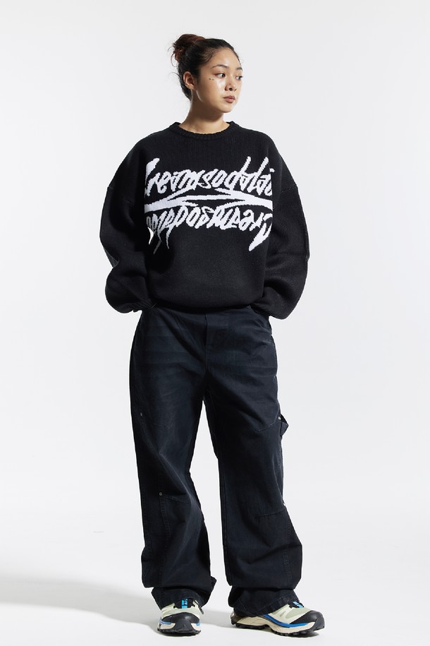 CREAM SODA LAB - 스웨터 - 씨알에스디엘 빅 그래픽 자카드 니트 맨투맨