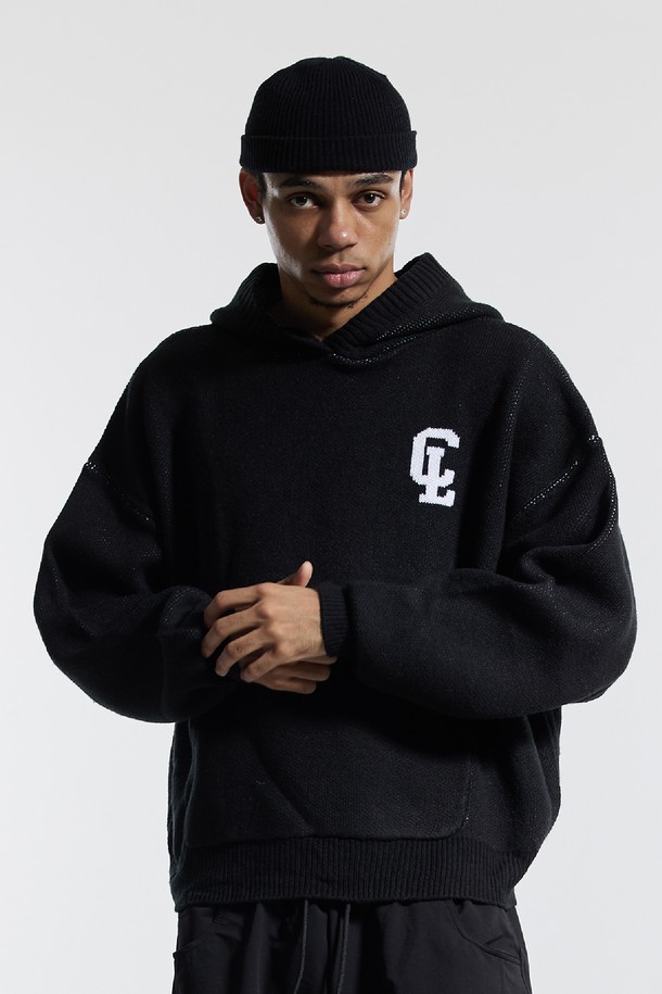 CREAM SODA LAB - 스웨터 - 씨알에스디엘 씨엘 워싱 그래픽 자카드 후드 니트