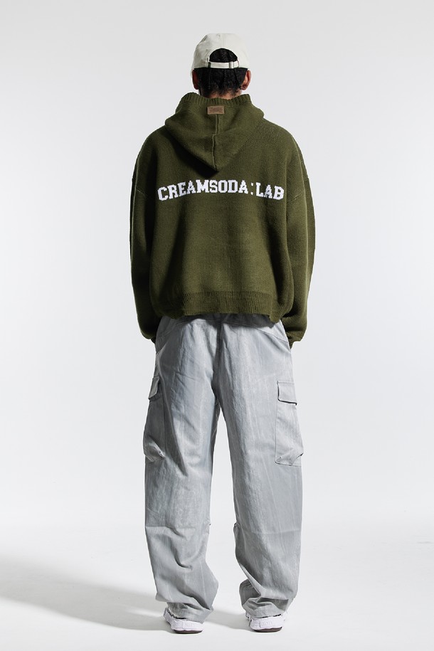 CREAM SODA LAB - 스웨터 - 씨알에스디엘 씨엘 워싱 그래픽 자카드 후드 니트
