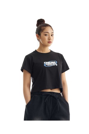 씨알에스디엘 크림소다랩 라운드 로고 세미크롭 반팔티