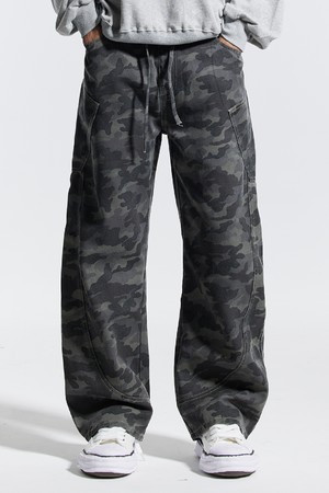 씨알에스디엘 밴딩 와이드 파이핑 사선 카고팬츠