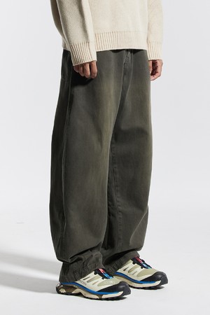 씨알에스디엘 반밴딩 빈티지 프론트 워싱 와이드 벌룬 데님 팬츠