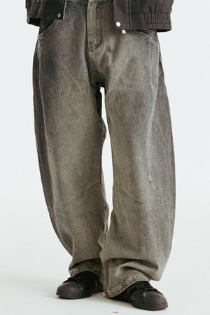 뒷면 절개 데님 팬츠