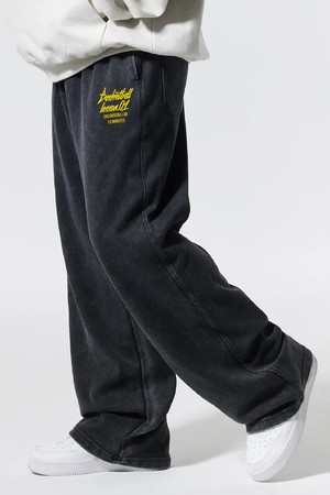 씨알에스디엘 쿼터 팀플레이 피그먼트 와이드 스트링 팬츠 블랙 옐로우