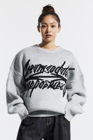 씨알에스디엘 빅 그래픽 자카드 니트 맨투맨