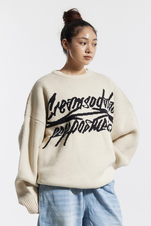 씨알에스디엘 빅 그래픽 자카드 니트 맨투맨