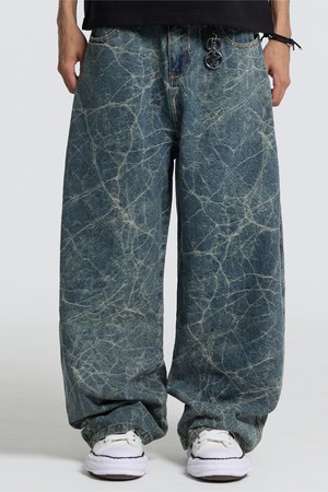 씨알에스디엘 크랙 자카드 데님 팬츠