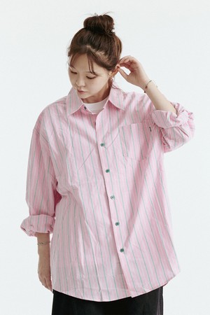 배색 스트라이프 셔츠