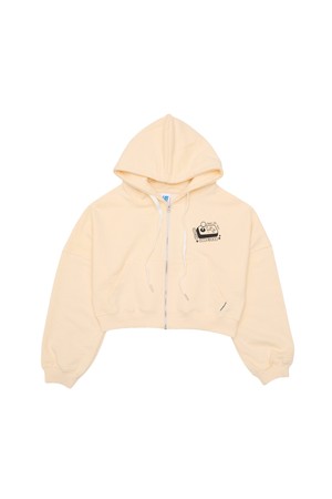 카드 덥제 크롭 후드 집업