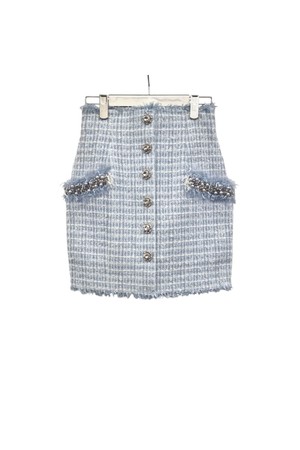 [38] 미사용 발망 트위드 버튼 크리스탈 스커트 ETB021044