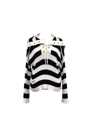 [34] 디올 스트라이프 세일러 후드 니트 DIB061814