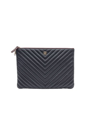 [미듐] 샤넬 쉐브론 클러치 블랙 CHB072105