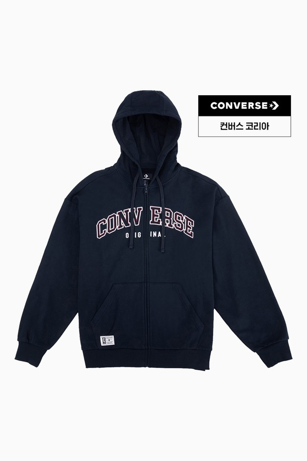 CONVERSE - 긴팔티셔츠 - [컨버스] 레트로 풀-집 플리스 블랙 UCJ085-023