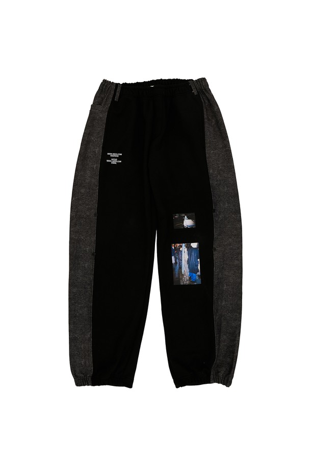 데님 패널 스웨트팬츠 (블랙)는 스포티하면서도 캐주얼한 스타일을 연출하는 남녀 공용 긴바지입니다. 면, 폴리에스테르, 데님 소재를 혼합하여 부드러운 촉감과 중간 두께감으로 봄, 가을에 적합합니다. 루즈 핏에 와이드한 디자인으로 편안함을 강조하며, 허리 스트링과 밴딩으로 활동성을 더했습니다. 4포켓, 포토 프린팅, 사이드 스냅버튼 디테일의 패치워크 무늬가 돋보이는 블랙 컬러의 스웨트팬츠입니다.

