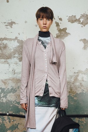 MANY BUTTONS SCARF CARDIGAN (Purple)