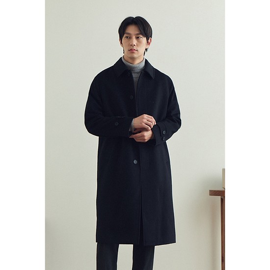울/캐시미어 블렌디드 싱글 롱 코트