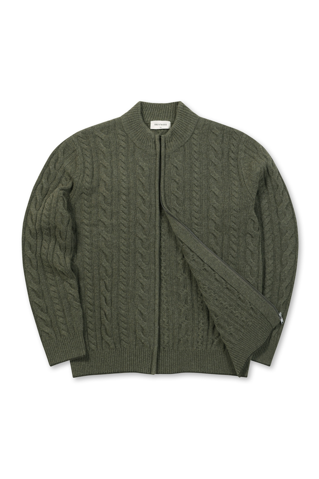 BRENTWOOD - 가디건 - 울100 케이블 집업 가디건