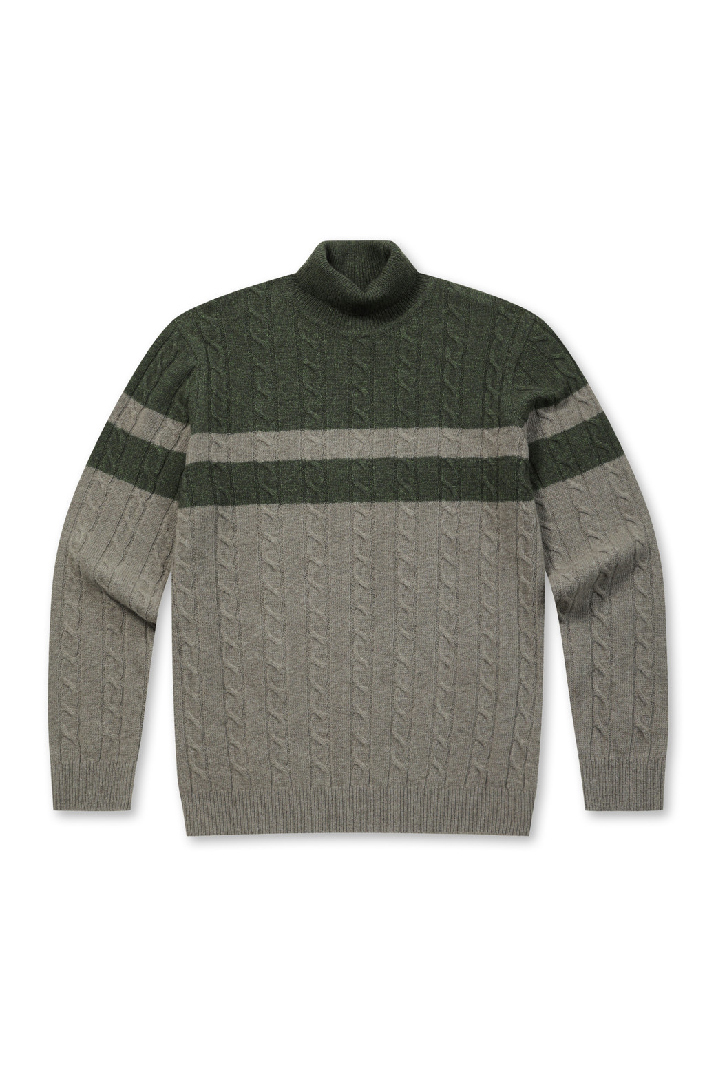 BRENTWOOD - 스웨터 - [셀렉션] 라쿤 혼방 블록 롱터틀넥 스웨터