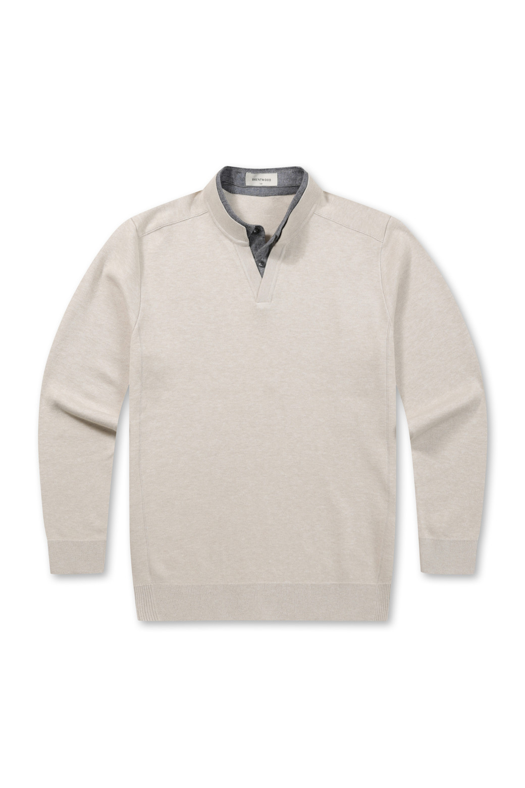 BRENTWOOD - 스웨터 - [이노버] 워셔블 셔츠 레이어드 스웨터