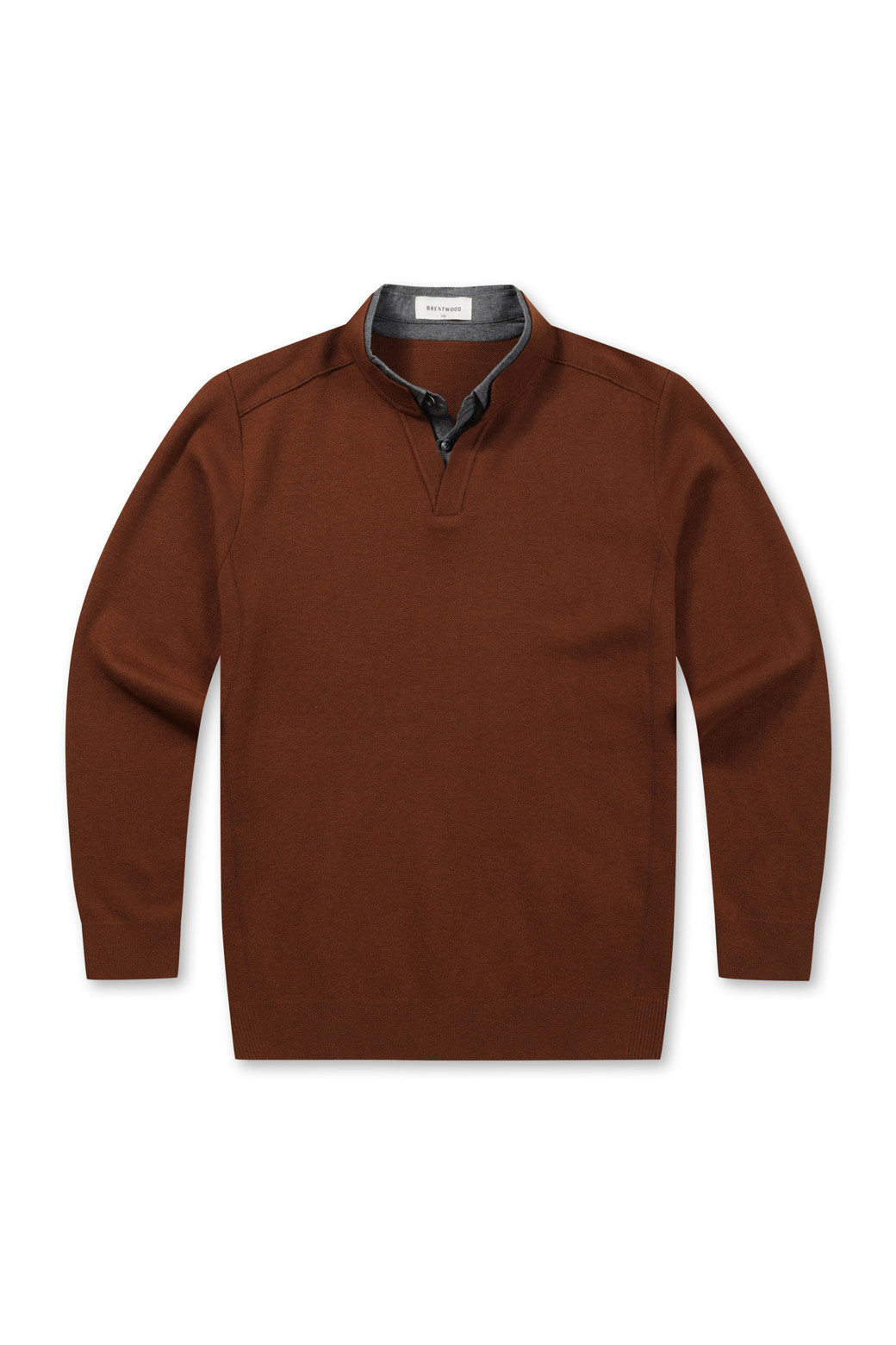 BRENTWOOD - 스웨터 - [이노버] 워셔블 셔츠 레이어드 스웨터