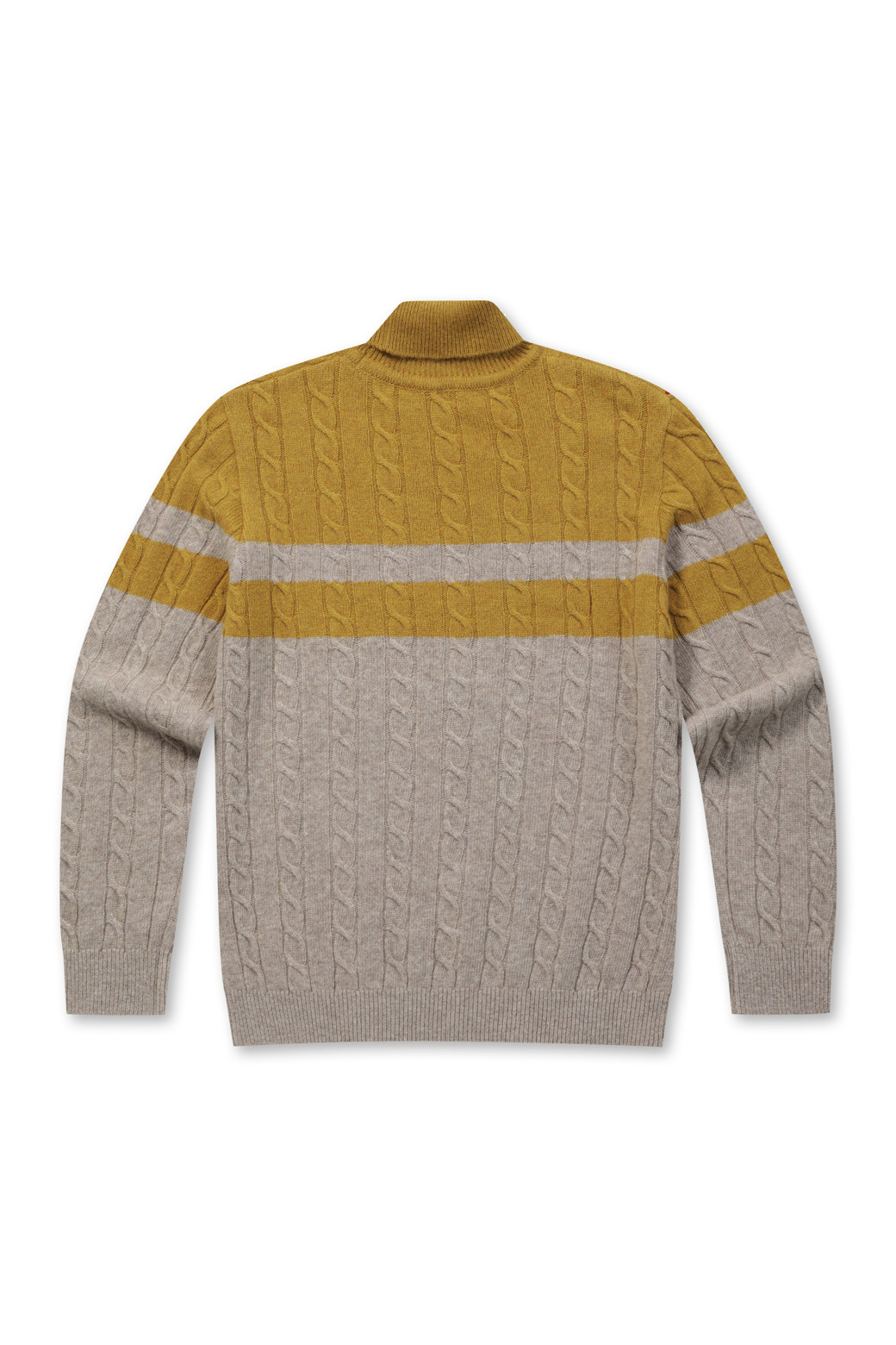 BRENTWOOD - 스웨터 - [셀렉션] 라쿤 혼방 블록 롱터틀넥 스웨터