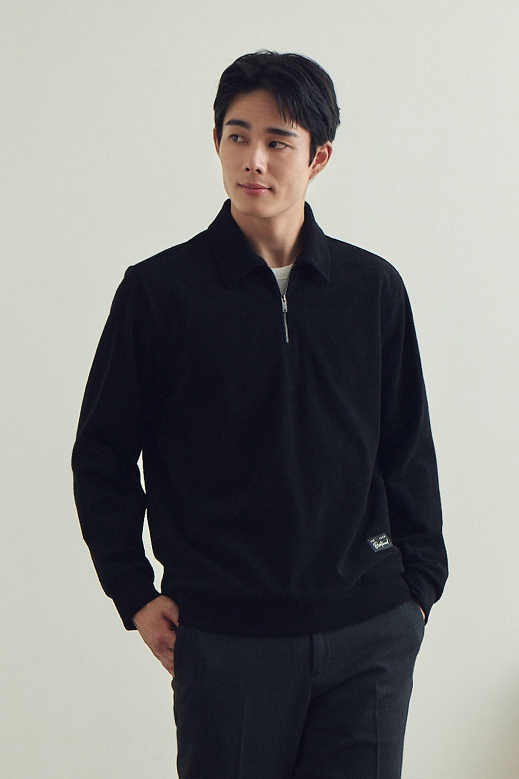 BRENTWOOD - 긴팔티셔츠 - [페트리코] 셔츠형 칼라 하프집업 티셔츠