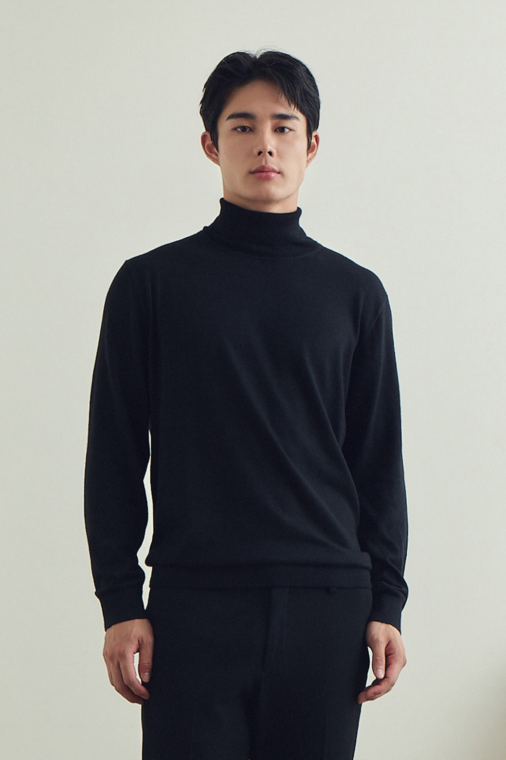 BRENTWOOD - 스웨터 - [에센셜스] 솔리드 워셔블 롱터틀넥 스웨터