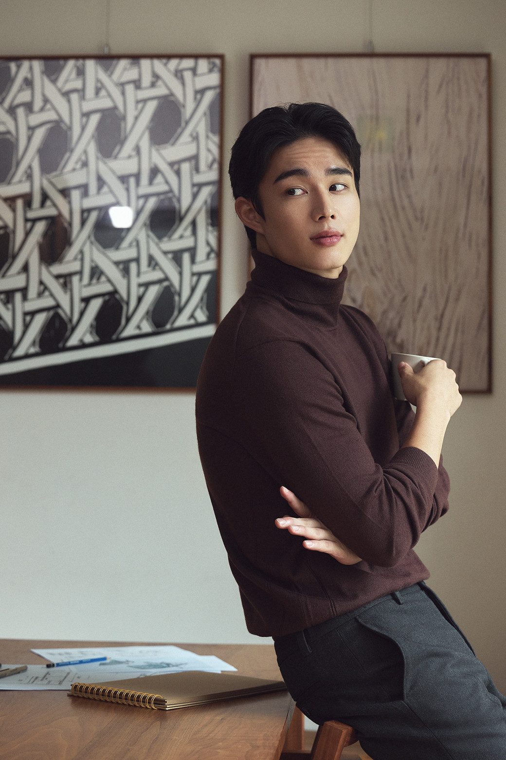 BRENTWOOD - 스웨터 - [에센셜스] 솔리드 워셔블 롱터틀넥 스웨터