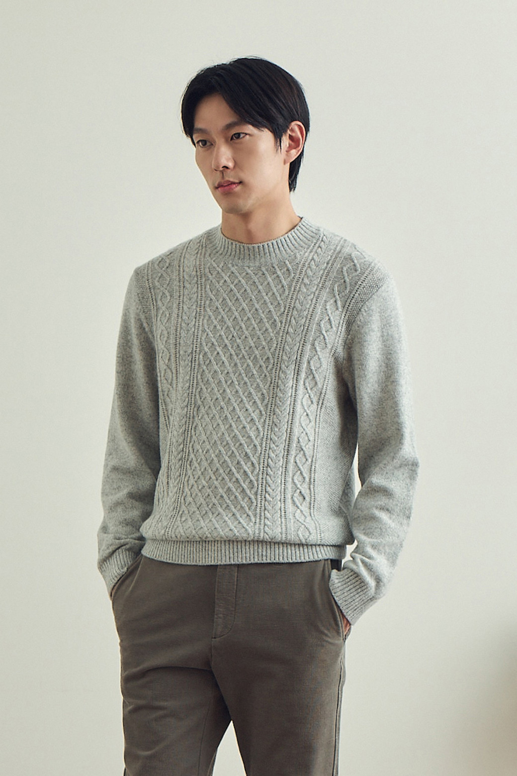 BRENTWOOD - 스웨터 - 케이블 하프터틀넥 스웨터