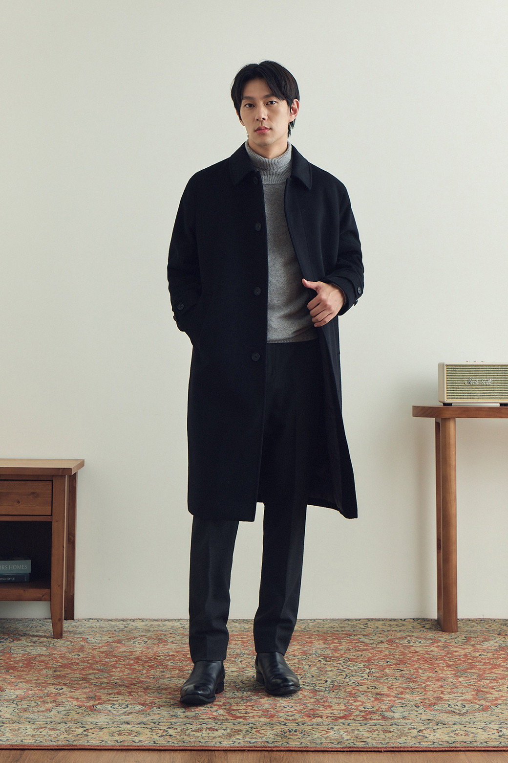 BRENTWOOD - 코트 - 울/캐시미어 블렌디드 싱글 롱 코트