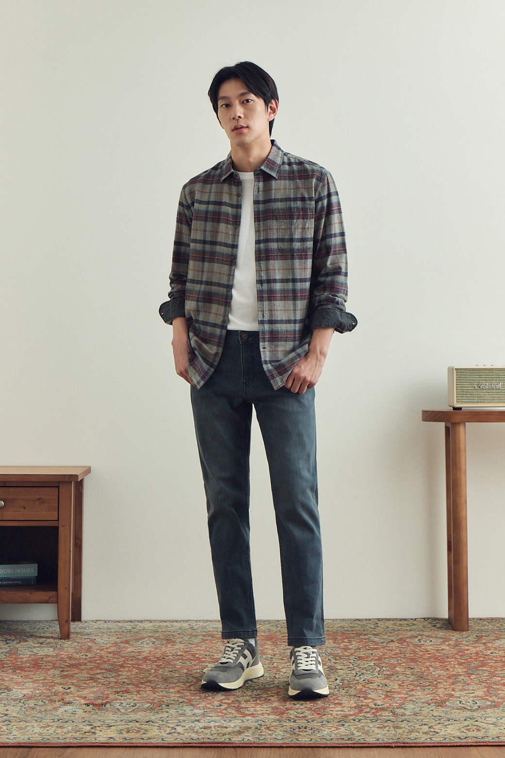 BRENTWOOD - 데님 - 슬렌더핏 그레이 데님